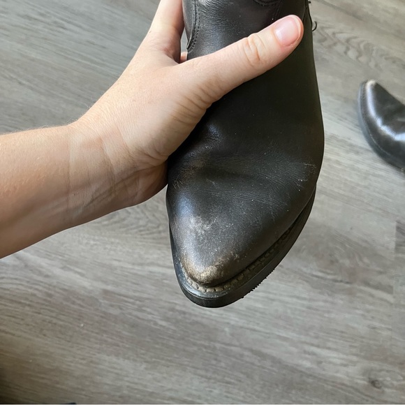 Harley-Davidson Women’s Black 80’s Pointed Toe Ankle Cowboy Boot Block Heel Sz 7 - Picture 5 of 12